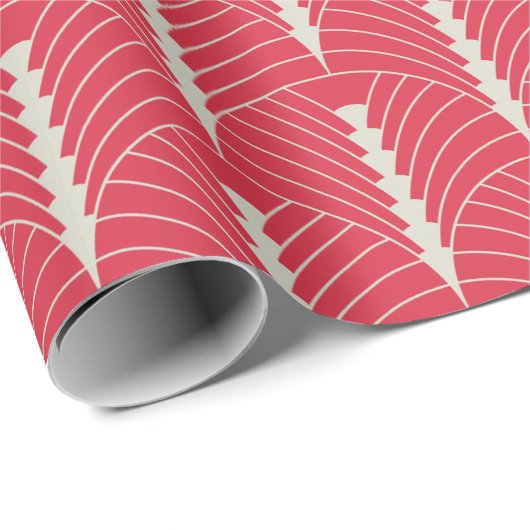 Art Deco Patroon 03 - Gebroken wit op Paradise Pin Cadeaupapier (Rol Hoek)