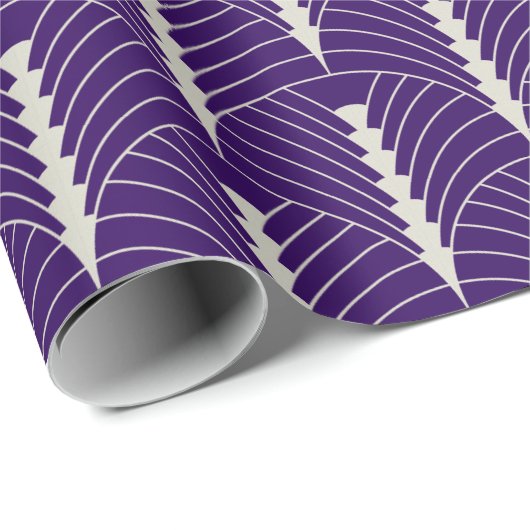 Art Deco Patroon 03 - Gebroken wit op Pruisisch Bl Cadeaupapier (Rol Hoek)