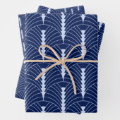 Art Deco Patroon 03 - Lavendel Blauw op Donkerblau Inpakpapier Vel (In situ)