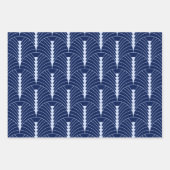 Art Deco Patroon 03 - Lavendel Blauw op Donkerblau Inpakpapier Vel (Voorkant)