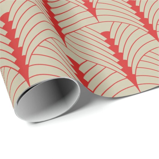 Art Deco Patroon 03 - Perzisch Rood op Gebroken Wi Cadeaupapier (Rol Hoek)