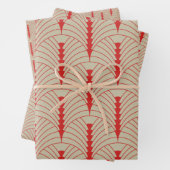 Art Deco Patroon 03 - Perzisch Rood op Gebroken Wi Inpakpapier Vel (In situ)