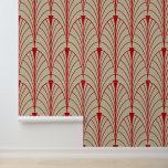 Art Deco Patroon 04 - Escher Rood op Gebroken Wit Behang<br><div class="desc">Art Deco Patroon 04 - Escher Rood op Gebroken Wit</div>