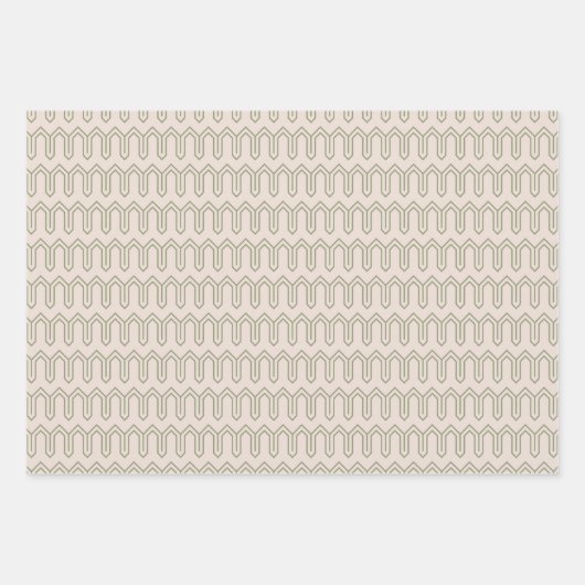 Art Deco Patroon 05 - Camouflage Groen op Wit Inpakpapier Vel (Voorkant 3)