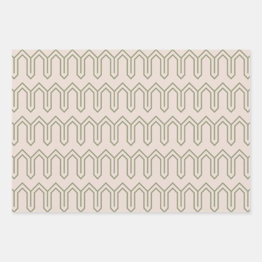 Art Deco Patroon 05 - Camouflage Groen op Wit Inpakpapier Vel (Voorkant)