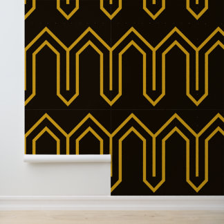 Art Deco Patroon 05 - Deco Gold 2 op zwart Behang