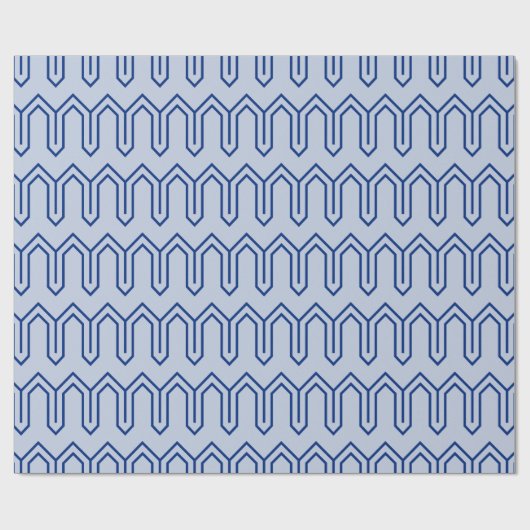 Art Deco Patroon 05 - Donkerblauw op Lavendel Blau Cadeaupapier (Vlak)