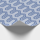 Art Deco Patroon 05 - Donkerblauw op Lavendel Blau Cadeaupapier (Hoek)