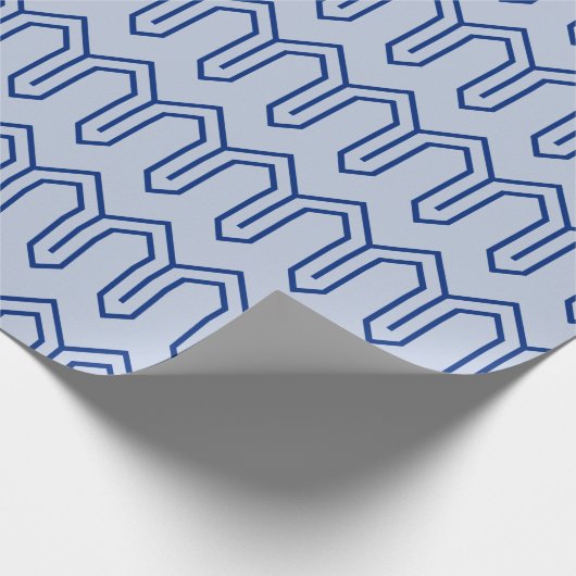 Art Deco Patroon 05 - Donkerblauw op Lavendel Blau Cadeaupapier (Hoek)