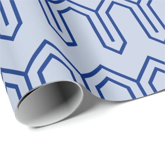 Art Deco Patroon 05 - Donkerblauw op Lavendel Blau Cadeaupapier (Rol Hoek)