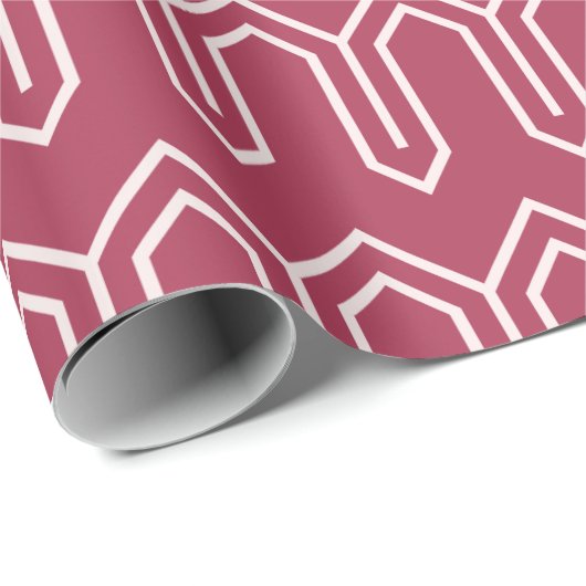 Art Deco Patroon 05 - Lichtroze op frambozenroze Cadeaupapier (Rol Hoek)