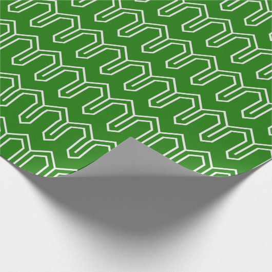 Art Deco Patroon 05 - Wit op Bos Groen Cadeaupapier (Hoek)