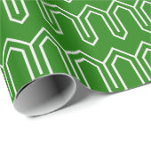 Art Deco Patroon 05 - Wit op Bos Groen Cadeaupapier (Rol Hoek)