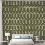 Art Deco Patroon 05 - Wit op Camouflage Groen Behang<br><div class="desc">Art Deco Patroon 05 - Wit op Camouflage Groen</div>