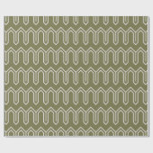 Art Deco Patroon 05 - Wit op Camouflage Groen Cadeaupapier (Vlak)