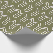 Art Deco Patroon 05 - Wit op Camouflage Groen Cadeaupapier (Hoek)