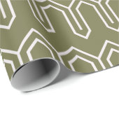 Art Deco Patroon 05 - Wit op Camouflage Groen Cadeaupapier (Rol Hoek)