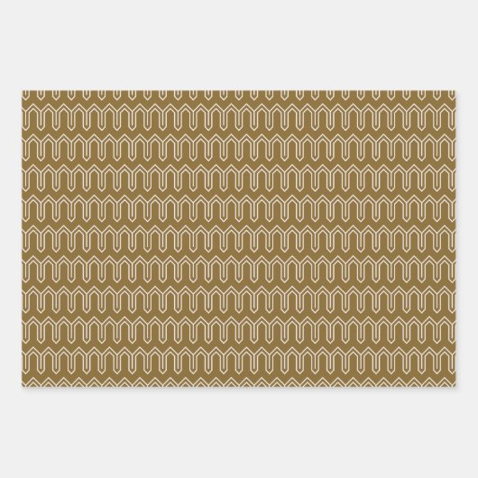 Art Deco Patroon 05 - Wit op Gold Fusion Inpakpapier Vel (Voorkant 3)
