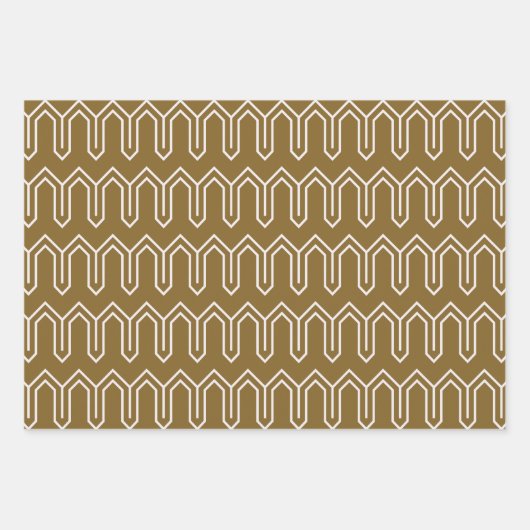Art Deco Patroon 05 - Wit op Gold Fusion Inpakpapier Vel (Voorkant)
