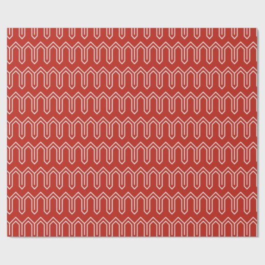 Art Deco Patroon 05 - Wit op Perzisch Rood Cadeaupapier (Vlak)