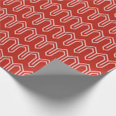 Art Deco Patroon 05 - Wit op Perzisch Rood Cadeaupapier (Hoek)