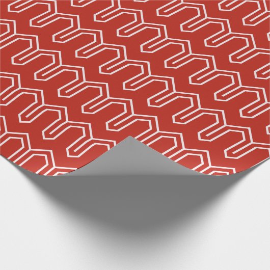 Art Deco Patroon 05 - Wit op Perzisch Rood Cadeaupapier (Hoek)