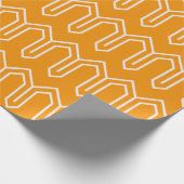 Art Deco Patroon 05 - Wit op Vivid Gamboge Cadeaupapier (Hoek)