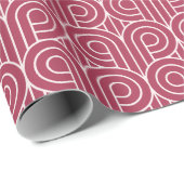 Art Deco Patroon 07 - Lichtroze op frambozenroze Cadeaupapier (Rol Hoek)