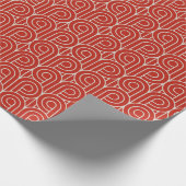 Art Deco Patroon 07 - Off-White op Perzisch Rood Cadeaupapier (Hoek)