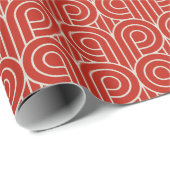 Art Deco Patroon 07 - Off-White op Perzisch Rood Cadeaupapier (Rol Hoek)