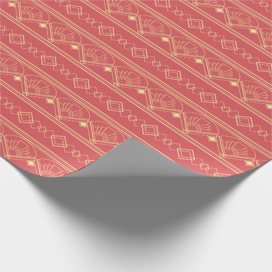 Art Deco Patroon 08 - Blond Geel op Licht Carmi Cadeaupapier (Hoek)