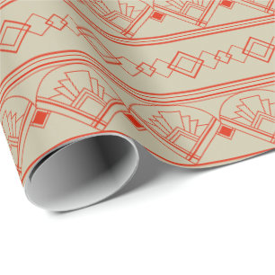 Art Deco Patroon 08 - Dali's Rood op Gebroken Wit Cadeaupapier