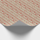 Art Deco Patroon 08 - Escher Rood op Gebroken Wit Cadeaupapier (Hoek)