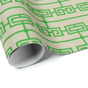 Art Deco Patroon 09 - Bos Groen op Gebroken Wit Cadeaupapier