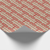 Art Deco Patroon 09 - Escher Rood op Gebroken Wit Cadeaupapier (Hoek)