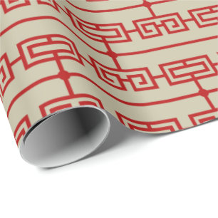 Art Deco Patroon 09 - Escher Rood op Gebroken Wit Cadeaupapier