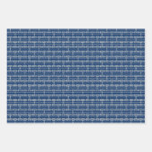 Art Deco Patroon 09 - Gebroken wit op Dark Azure Inpakpapier Vel (Voorkant 3)