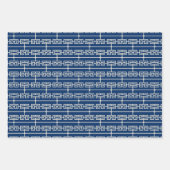 Art Deco Patroon 09 - Gebroken wit op Dark Azure Inpakpapier Vel (Voorkant 2)