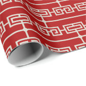 Art Deco Patroon 09 - Gebroken wit op Milano Red Cadeaupapier (Rol Hoek)