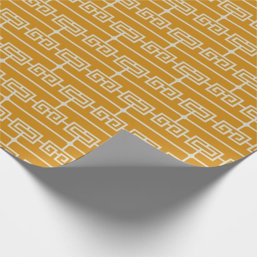 Art Deco Patroon 09 - Off-White op Deco Gold Cadeaupapier (Hoek)