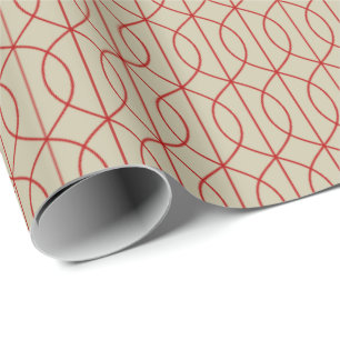 Art Deco Patroon 10 - Escher Rood op Gebroken Wit Cadeaupapier
