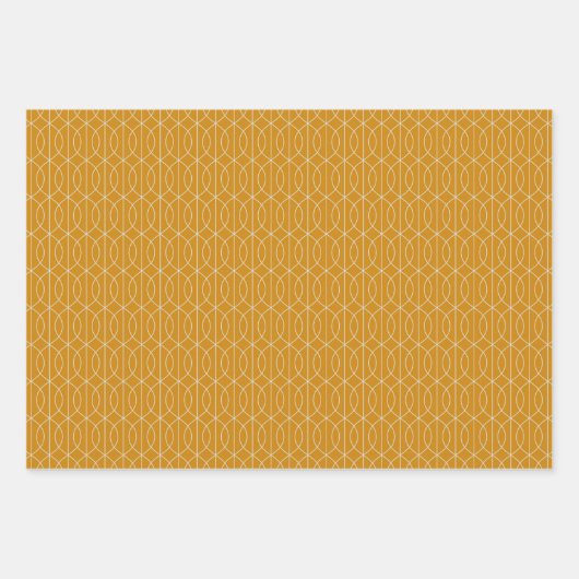 Art Deco Patroon 10 - Gebroken wit op Deco Gold Inpakpapier Vel (Voorkant 2)