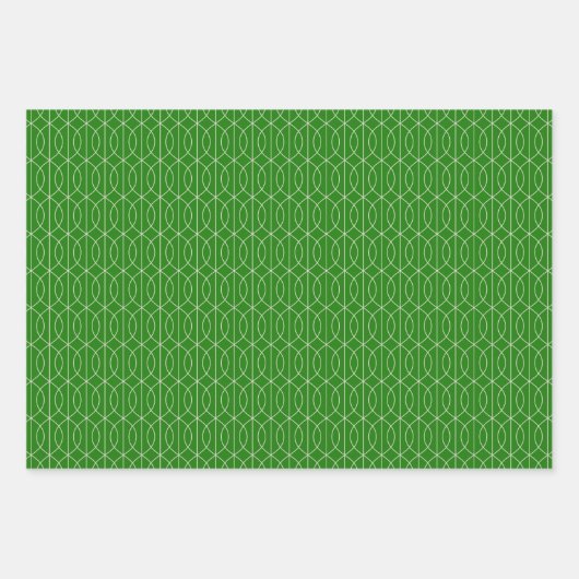 Art Deco Patroon 10 - Gebroken wit op Forest Green Inpakpapier Vel (Voorkant 2)