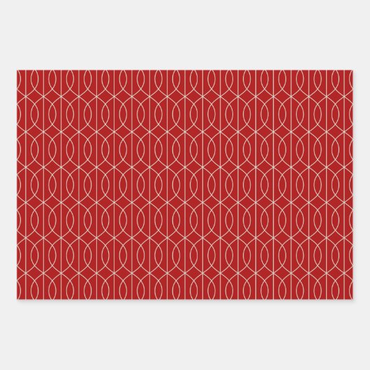 Art Deco Patroon 10 - Gebroken wit op Milano Red Inpakpapier Vel (Voorkant)