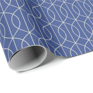 Art Deco Patroon 10 - Gebroken wit op Pruisisch Bl Cadeaupapier