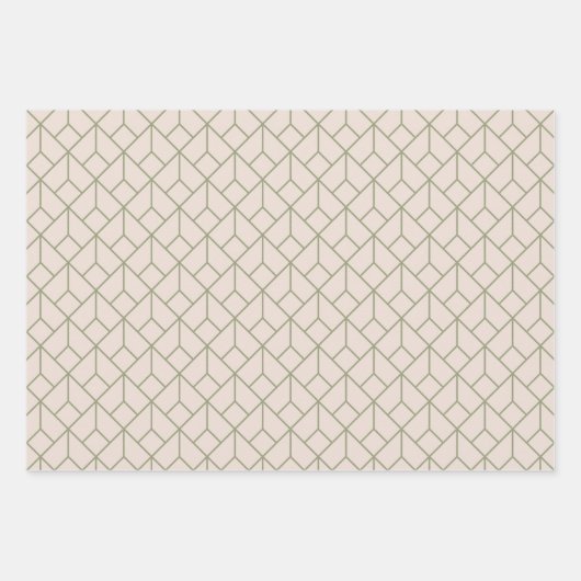 Art Deco Patroon 12 - Camouflage Groen op Wit Inpakpapier Vel (Voorkant)