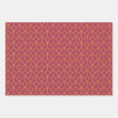 Art Deco Patroon 12 - Deco Goud op Framboos Roze Inpakpapier Vel (Voorkant)