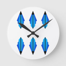 Art Deco-patroon 3 in blauw Ronde Klok