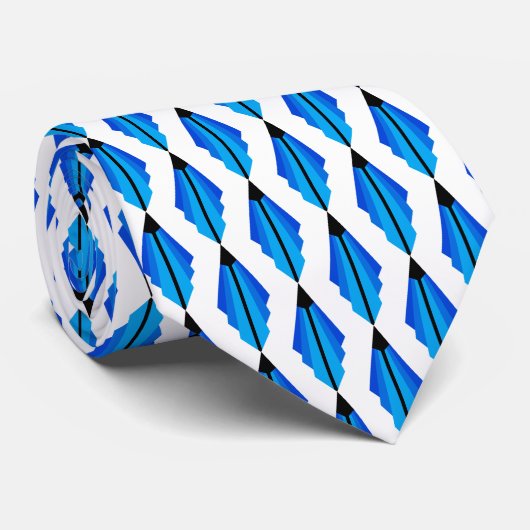 Art Deco-patroon 3 in blauw Stropdas (Opgerold)