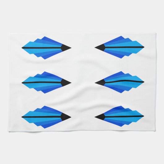 Art Deco-patroon 3 in blauw Theedoek (Horizontaal)